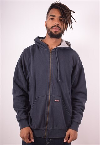 DICKIES MENS VINTAGE HOODIE JACKET XL NAVY BLUE 90S