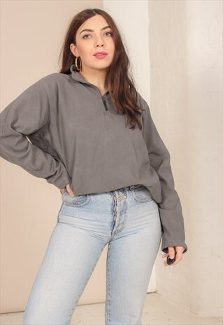 VINTAGE 90S 1/4 NECK SWEATSHIRT IN GREY