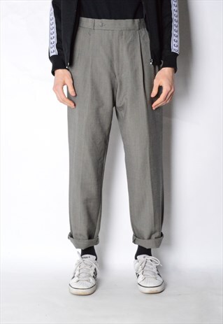 VINTAGE 80S GREY WOOL MOHAIR SILK BLEND PANTS