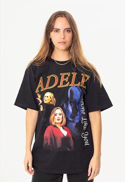 Adele Unisex Printed T-Shirt in Black