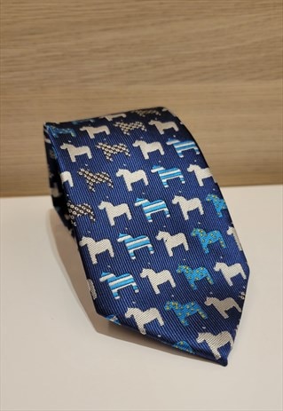 Horse Pattern Ties in Blue color