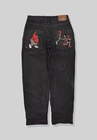 Vintage 90s FUBU Platinum Hip-Hop Baggy Jeans in Black
