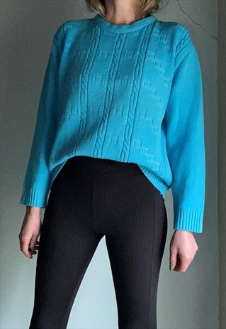 VINTAGE 90S BRIGHT BLUE JUMPER