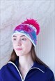 COLORFUL KNITTED HAT WITH POM POM