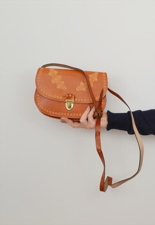 TOOLED LEATHER SHOULDER BAG