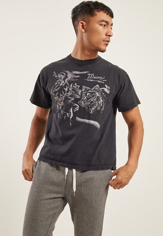 VINTAGE WOLF PRINT GRAPHIC T-SHIRT