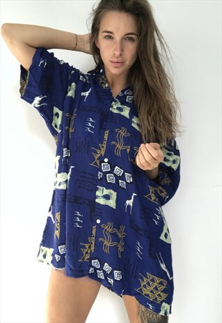 PATTERNED OVERSIZED RETRO VINTAGE UNISEX FESTIVAL SHIRT
