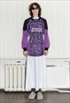 Vintage Y2K rave sports sponsor zip-up shirt in purple/black
