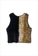 VINTAGE 90S BLACK AND LEOPARD FESTIVAL CROPPED TANK TOP