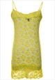 VINTAGE LIME GREEN SHEER FLORAL LACE SLIP DRESS - S