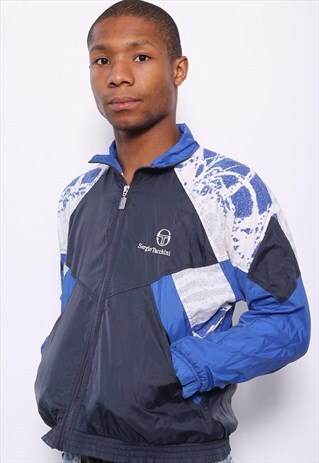 VINTAGE SERGIO TACCHINI LOGO TRACK JACKET BLUE WHITE