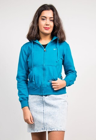 VINTAGE 90'S BLUE NIKE HOODIE SWEATSHIRT ZIP JACKET