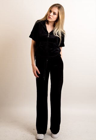 VELOUR TRACKSUITS WITH SHORT SLEEVES IN BLACK