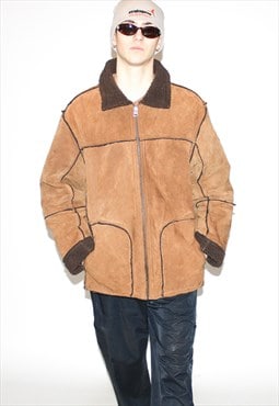 Vintage 90s suede leather jacket in brown