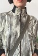 VINTAGE Y2K 00'S BLACK CREAM SPLATTER LEATHER ZIP UP JACKET
