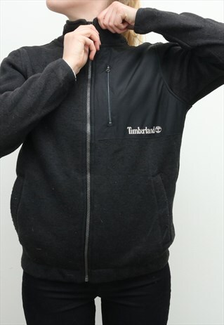 TIMBERLAND - BLACK ZIP UP FLEECE JUMPER - LARGE