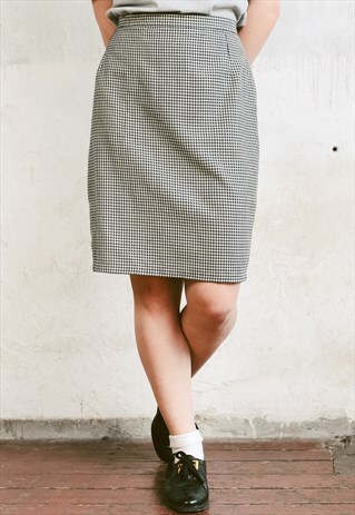 VINTAGE 90S CHECK PRINT PENCIL SKIRT