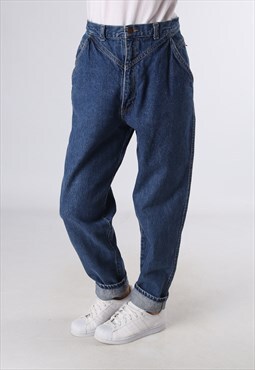 High Waisted Denim Jeans Wide Tapered Leg UK 12 (992K)