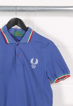 Vintage Fred Perry Polo Shirt in Blue Short Sleeve Tee Small