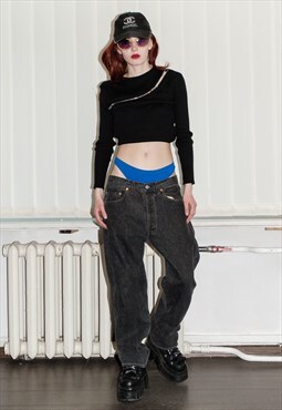 90's Vintage straight jeans in faded wash out black