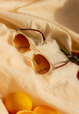Transparent Yellow Classic Round Sunglasses
