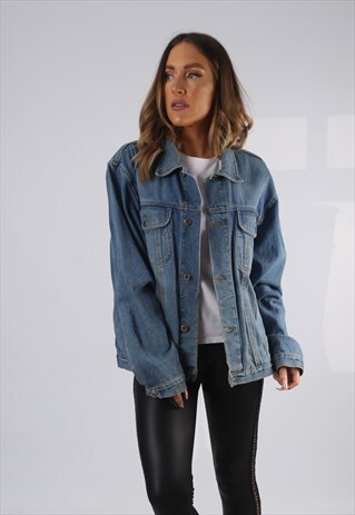 VINTAGE DENIM JACKET OVERSIZED FITTED UK 16 XL (HP1P)
