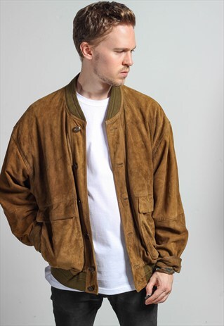 VINTAGE OVERSIZED SUEDE BOMBER JACKET