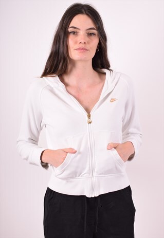 NIKE WOMENS VINTAGE HOODIE JACKET LARGE WHITE 90S