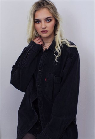BLACK UNISEX WASH OUT DENIM SHIRT