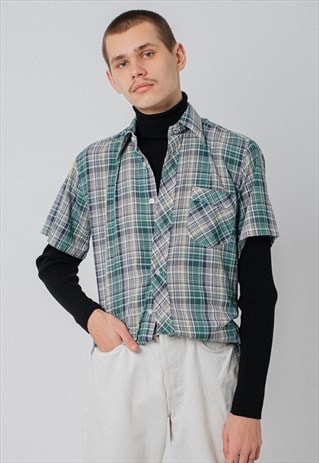 Vintage 80s Short Sleeve Shirt in Multi Check Unisex