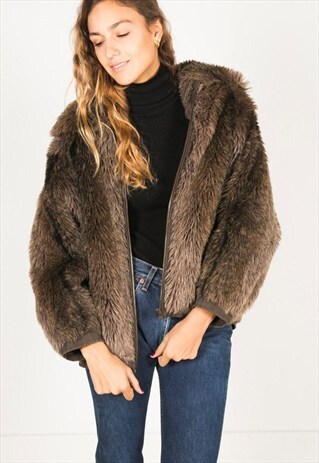 LAST UNIT SALE / VINTAGE 80S FAUX FUR COAT