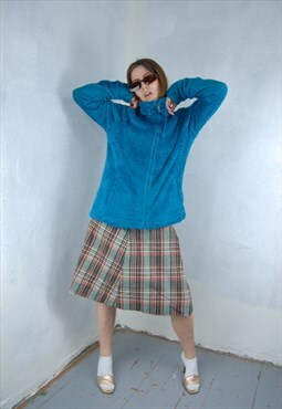 Vintage 90's baggy fluffy warm soft cardigan jacket in blue