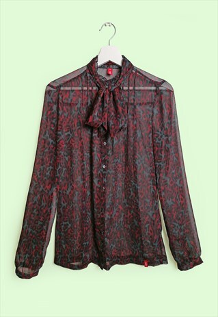 VINTAGE 90'S Y2K ESPRIT PUSSY-BOW TIE SHEER BLOUSE