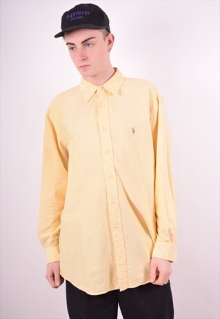 RALPH LAUREN MENS VINTAGE SHIRT XL YELLOW 90'S