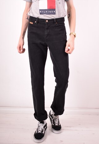WRANGLER MENS VINTAGE JEANS W30 L34 BLACK 90S