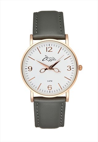 ANNIE APPLE GREY, WHITE, ROSE GOLD LEATHER SCISSOR WATCH