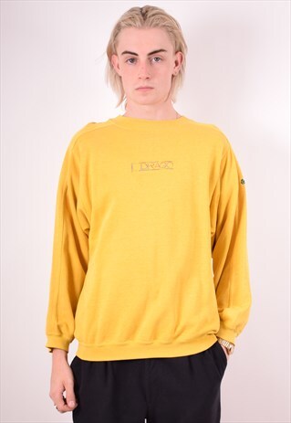 MENS VINTAGE SWETASHIRT JUMPER MEDIUM YELLOW 90S