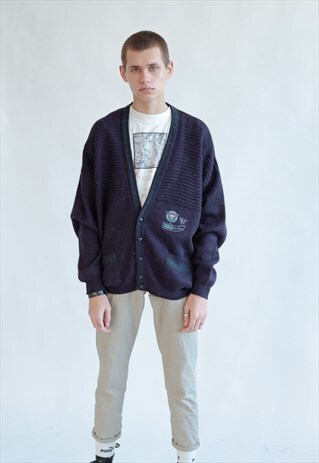 VINTAGE 80S MINIMAL CARDIGAN WITH LOGO
