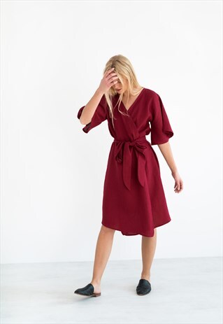 MARY LINEN WRAP DRESS / LINEN KIMONO SUMMER DRESS