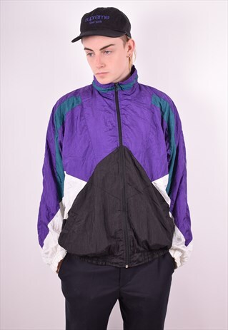 MENS VINTAGE TRACKSUIT TOP JACKET LARGE MULTI 90S