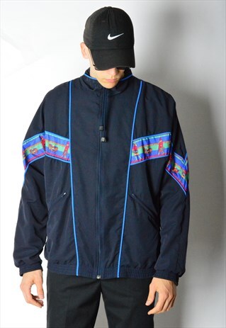 VINTAGE 90S NAVY BLUE SHOPPING TRACK JACKET