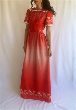 Vintage 70s red prairie dress