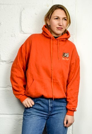 VINTAGE 90S BRIGHT ORANGE HOODIE