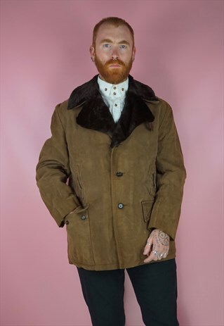 VINTAGE 1970S BROWN SUEDE COAT
