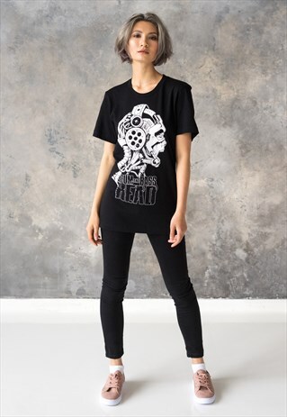DRUM AND BASS HEAD T SHIRT METAL ROBOT JUNGLIST WOMENS DJ