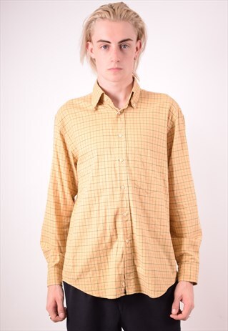 BEST COMPANY MENS VINTAGE SHIRT SMALL YELLOW CHECK 90S