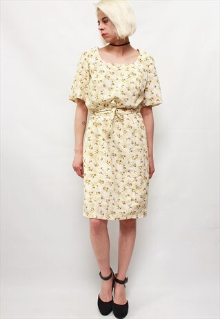 VINTAGE 80'S BEAUTIFUL CUTE CREAM MINI DRESS
