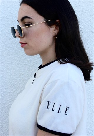 90'S RETRO FLEECE SPELL-OUT ZIP-UP T-SHIRT