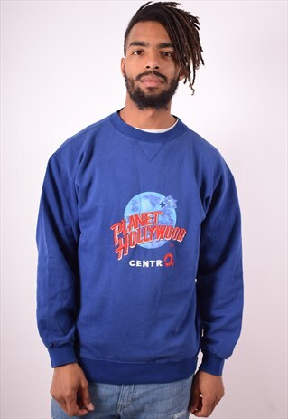 MENS VINTAGE PLANET HOLLYWOOD SWEATSHIRT JUMPER MEDIUM 90S