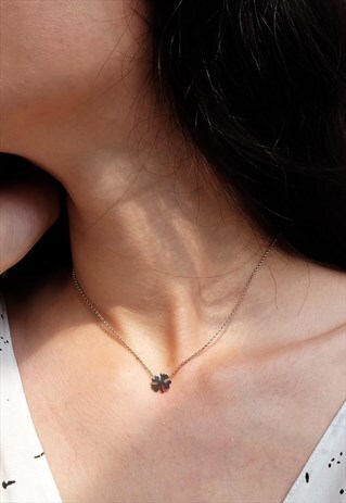 FOUR LEAF CLOVER STERLING SILVER LAYERED NECKLACE